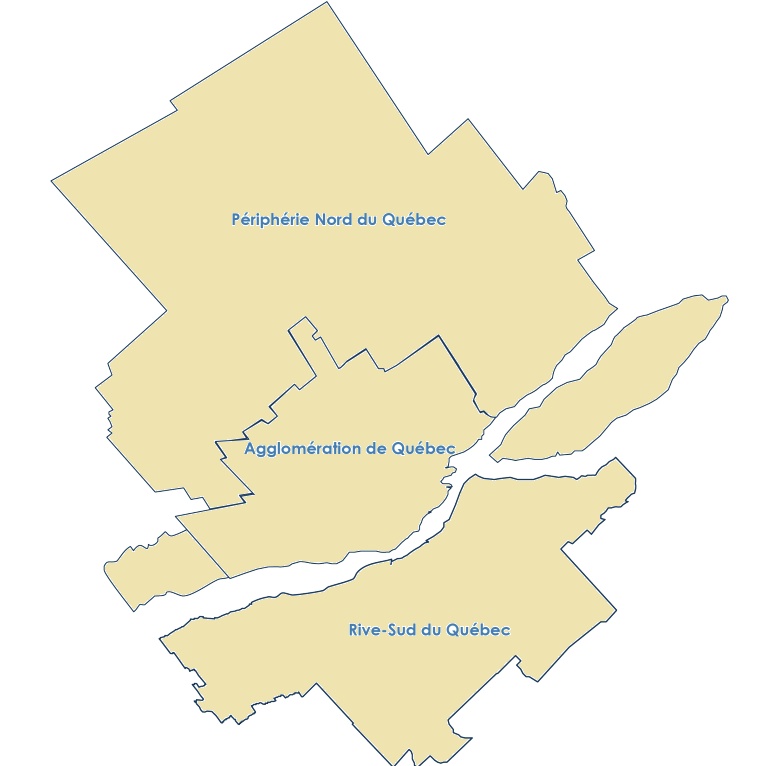 Carte de la région de Québec.